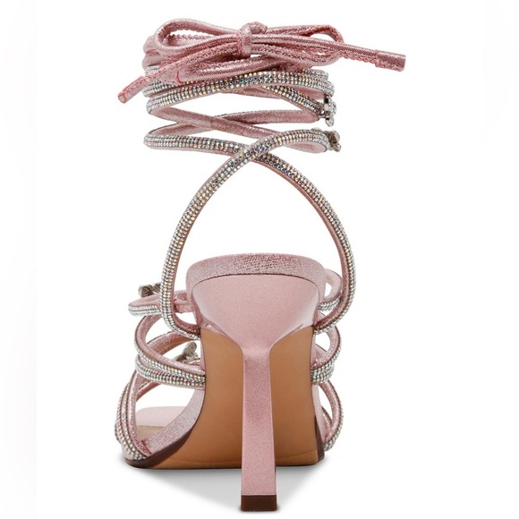 Shimmery Strappy Heels Pink Size 9 - Picture 3 of 5